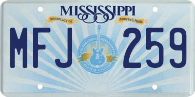 MS license plate MFJ259