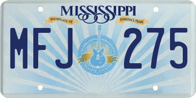 MS license plate MFJ275