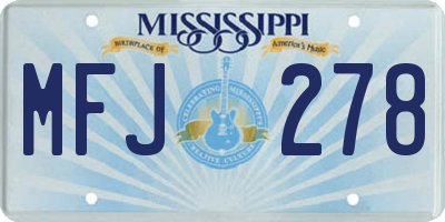 MS license plate MFJ278