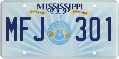 MS license plate MFJ301