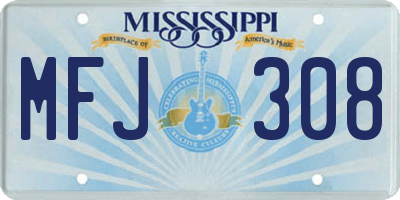 MS license plate MFJ308