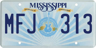 MS license plate MFJ313