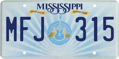 MS license plate MFJ315