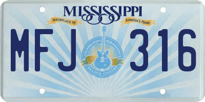 MS license plate MFJ316