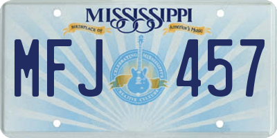 MS license plate MFJ457
