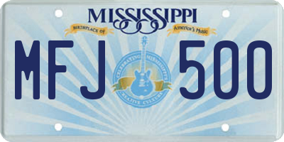 MS license plate MFJ500
