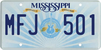 MS license plate MFJ501