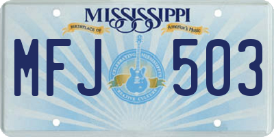MS license plate MFJ503