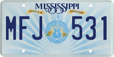 MS license plate MFJ531