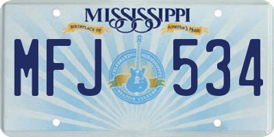 MS license plate MFJ534