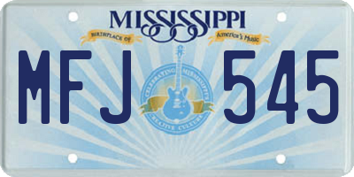 MS license plate MFJ545