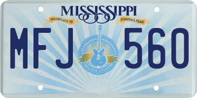 MS license plate MFJ560