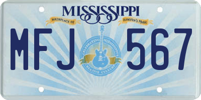 MS license plate MFJ567