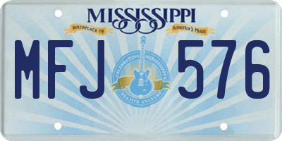 MS license plate MFJ576