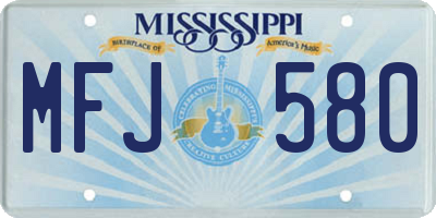 MS license plate MFJ580