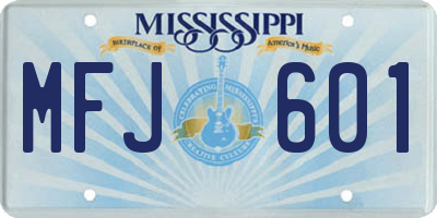 MS license plate MFJ601