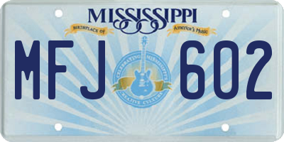 MS license plate MFJ602