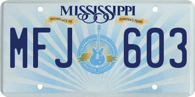 MS license plate MFJ603