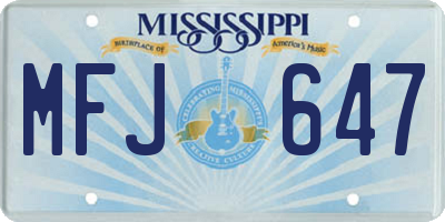 MS license plate MFJ647