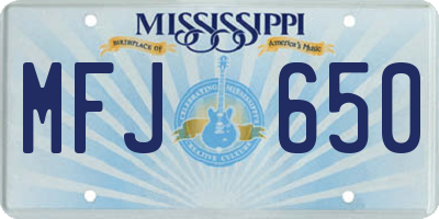 MS license plate MFJ650