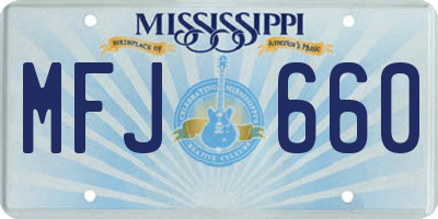 MS license plate MFJ660