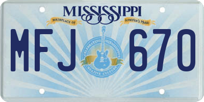 MS license plate MFJ670