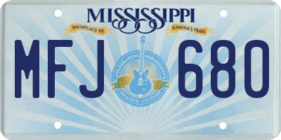 MS license plate MFJ680
