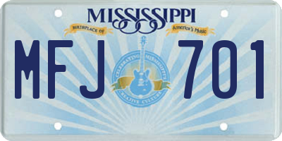 MS license plate MFJ701