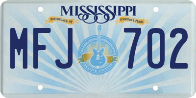 MS license plate MFJ702