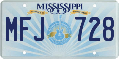 MS license plate MFJ728