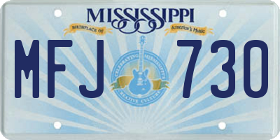 MS license plate MFJ730