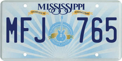 MS license plate MFJ765