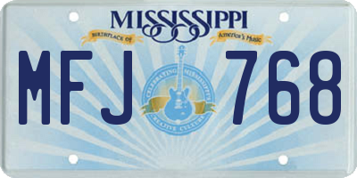 MS license plate MFJ768