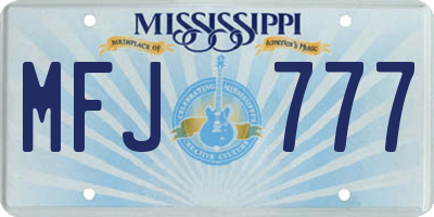 MS license plate MFJ777