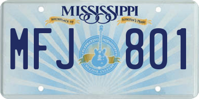 MS license plate MFJ801