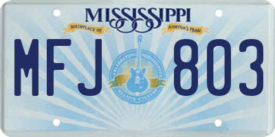 MS license plate MFJ803