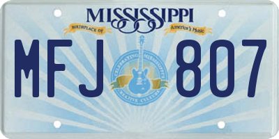 MS license plate MFJ807