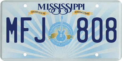 MS license plate MFJ808