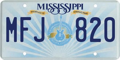 MS license plate MFJ820