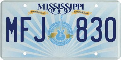 MS license plate MFJ830
