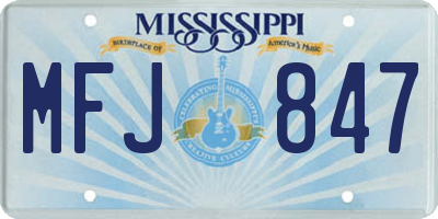MS license plate MFJ847