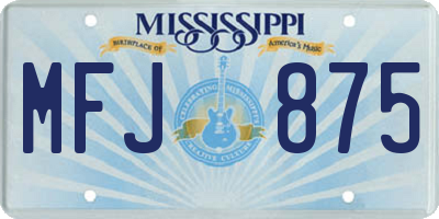 MS license plate MFJ875