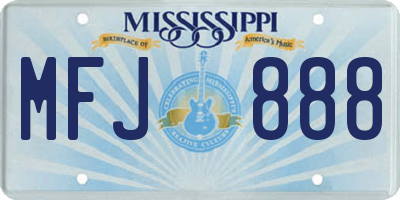 MS license plate MFJ888