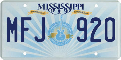 MS license plate MFJ920