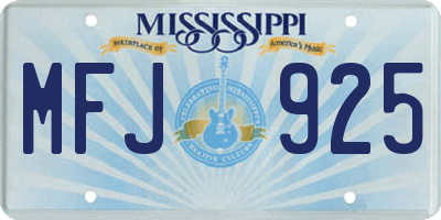 MS license plate MFJ925