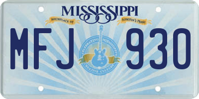 MS license plate MFJ930