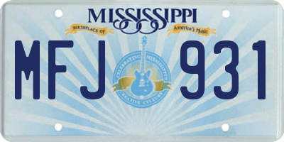 MS license plate MFJ931