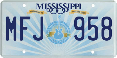 MS license plate MFJ958