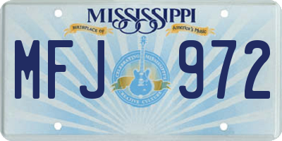 MS license plate MFJ972