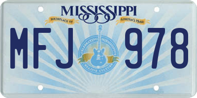 MS license plate MFJ978